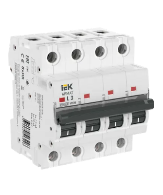 Фотография товара 'IEK ARMAT Автоматический выключатель M10N 4P L 3А AR-M10N-4-L003'