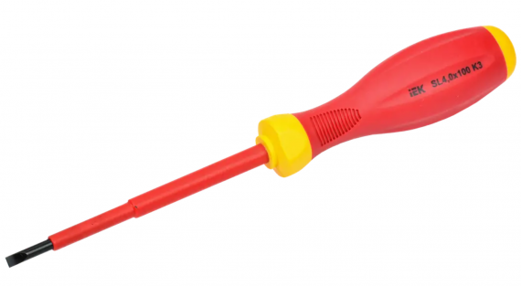 Фотография товара 'IEK ARMA2L 3 Отвертка диэлектрическая SL4,0х100 K3 A2L3-SC30-K3-SL-40-100'
