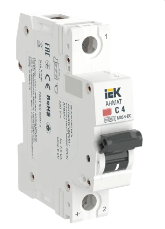 Фотография товара 'IEK ARMAT Автоматический выключатель M06N-DC 1P C 4А AR-M06N-1-C004DC'