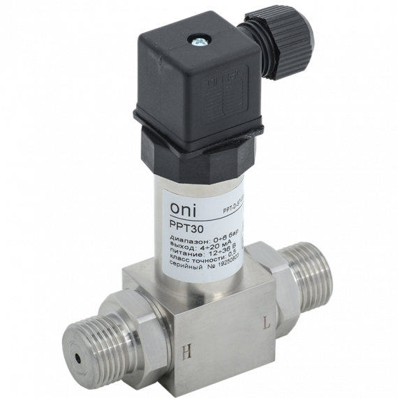 Фотография товара 'IEK PPT-D-ST-006-4-20-2-2 Преобр. давл. PPT30 0,5% 0-6Бар 4-20мА G1/2 DIN43650 ONI'