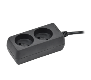 Фотография товара 'IEK Удлинитель У2 2 места без заземления 1,5м 2х0,75мм2 10А 250В черный WYP10-06-02-01-K02'