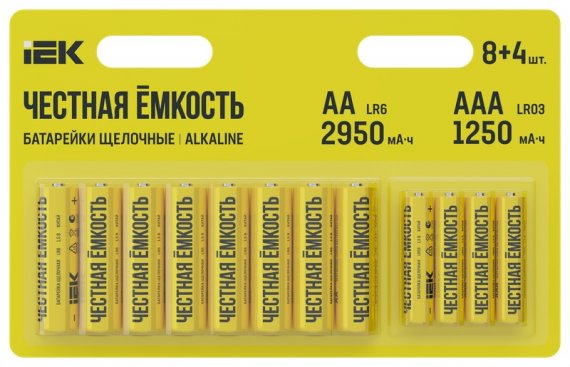 Фотография товара 'IEK ABT-LR06-LR03-OP-L08-04 Батарейка щелоч. Alkaline LR6/AA+LR03/AAA'