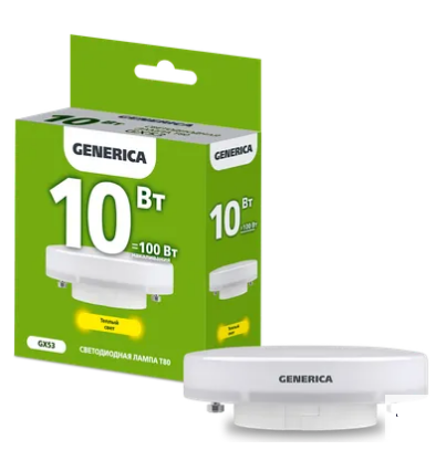 Фотография товара 'IEK Лампа светодиодная T80 таблетка 10Вт 230В 3000К GX53 LL-T80-10-230-30-GX53-G'