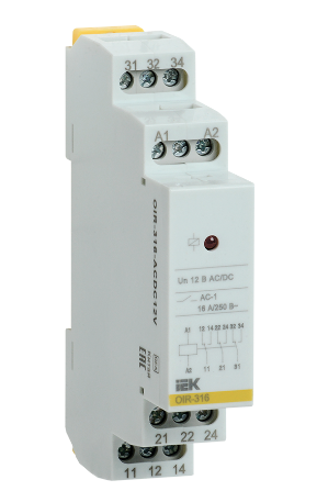 Фотография товара 'IEK Реле промежуточное модульное OIR 3 контакта 16А 12В AC/DC OIR-316-ACDC12V'