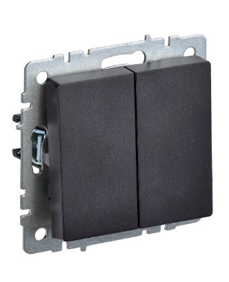 Фотография товара 'IEK BRITE Выключатель 2-клавишный 10А ВС10-2-0-БрЧ черный BR-V20-0-10-K02'