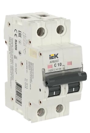 Фотография товара 'IEK ARMAT Автоматический выключатель M10N 2P C 10А AR-M10N-2-C010'