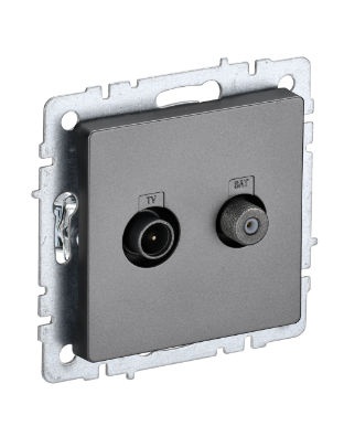 Фотография товара 'IEK BRITE Розетка двойная TV+SAT РТВ/РСп12-БрС сталь BR-AF20-O-K46'