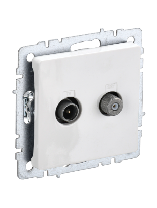 Фотография товара 'IEK BRITE Розетка двойная TV+SAT РТВ/РСп12-БрБ белый BR-AF20-O-K01'