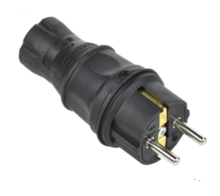 Фотография товара 'IEK Вилка прямая 16А IP44 каучук черная EVK20-016-01-44-K02-G'