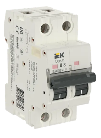 Фотография товара 'IEK ARMAT Автоматический выключатель M10N 2P B 8А AR-M10N-2-B008'