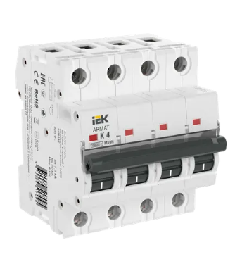 Фотография товара 'IEK ARMAT Автоматический выключатель M10N 4P K 4А AR-M10N-4-K004'