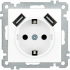 Фотография товара 'IEK Розетка РЮш10-1-Б с заземляющим контактом с защитной шторкой 16А USBх2 2,1A BOLERO, ERB14-K01-16-U2'