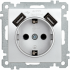 Фотография товара 'IEK Розетка РЮш10-1-Б с заземляющим контактом с защитной шторкой 16А USBх2 2,1A BOLERO, ERB14-K23-16-U2'