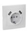 Фотография товара 'IEK KVARTA Розетка 1-местная РЮш10-1-КБ с заземляющим контактом и защитными шторками 16А USBх2 2,1А белый KV-R14-16-U2-K01'