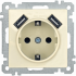 Фотография товара 'IEK Розетка РЮш10-1-Б с заземляющим контактом с защитной шторкой 16А USBх2 2,1A BOLERO, ERB14-K33-16-U2'