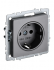 Фотография товара 'IEK BRITE Розетка 1-местная с заземлением с защитными шторками 16А РС14-1-0-БрС сталь BR-R14-16-K46'