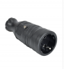 IEK OMEGA Розетка переносная РБп14-1-0м IP20 каучук черная OM-KR20-16-20-P1-00-K02